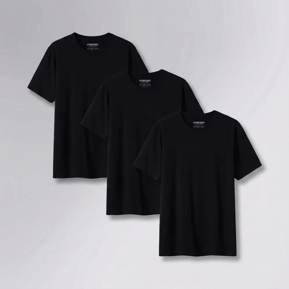 Kit 3 Camisetas Light T-shirt Insider Preto G Lisa