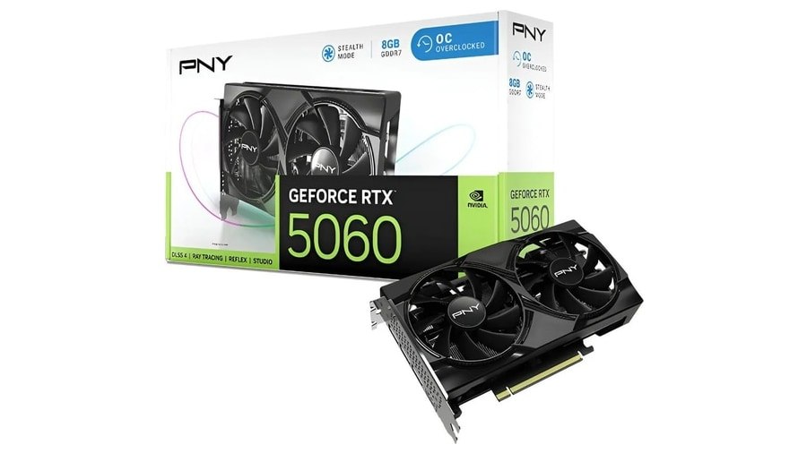 Placa de vídeo Pny Geforce Rtx 5060 com ventilador duplo com overclock