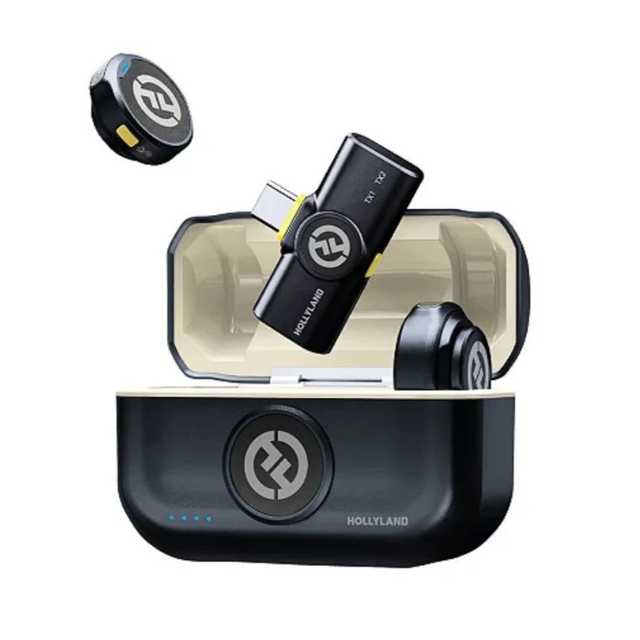 Hollyland Lark M2 Microfone Lapela Sem Fio, Compatível com Android, IPhone 15, Cancelamento de Ruído Inteligente, Transmissão Sem Fio de 300M, 30 H Duração de Bateria