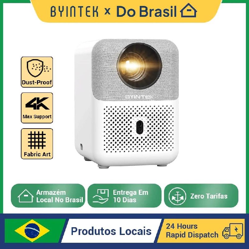 Projetor WiFi 3D Byintek Love U4, 1080p Nativo, Suporte 4K, 300 ANSI  SELECIONE ENVIO DO BRASIL