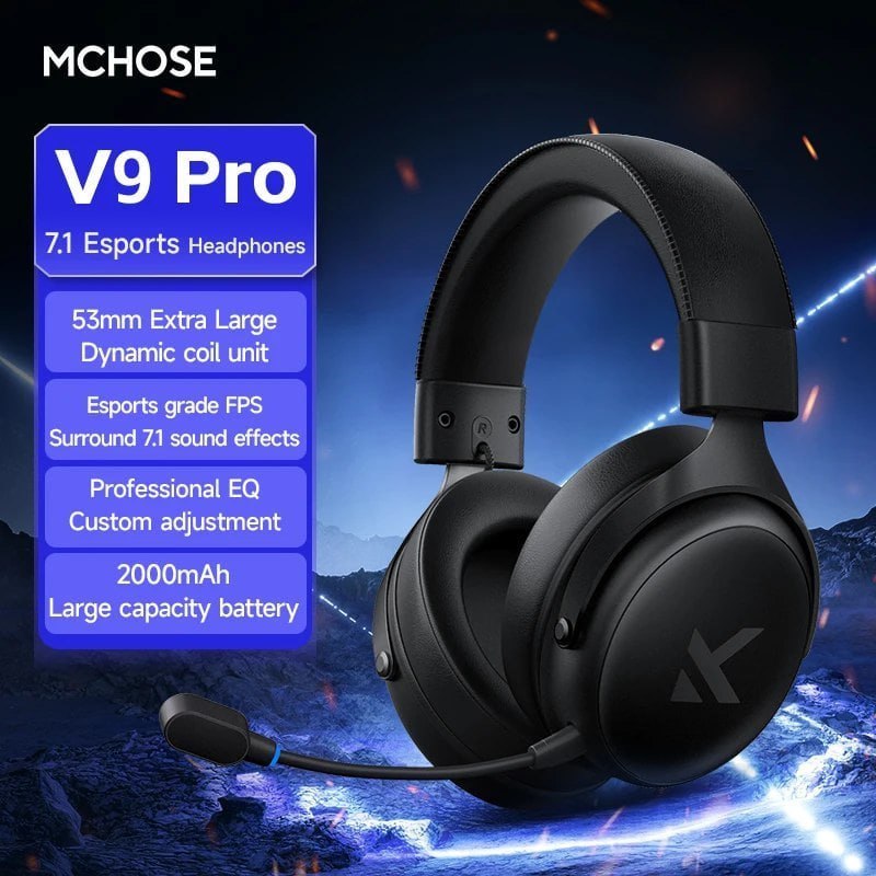 MCHOSE V9 Pro fone de ouvido com microfone três modos Bluetooth sem fio computador PC gamer fones de ouvido acessórios