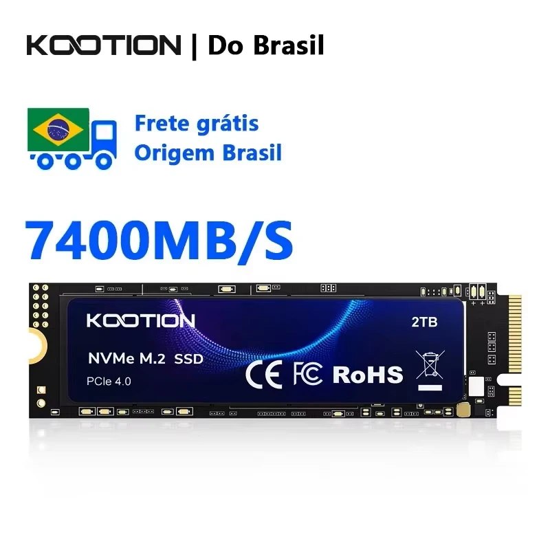 SSD NVME 2TB 7400MB/s PCI 4.0 Kootion X16 Plus Do Brasil