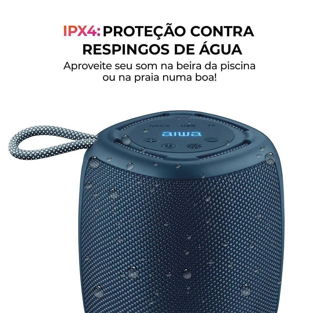 Caixa de Som Speaker AIWA SP-03-BL 15W Bluetooth IPX4 RGB