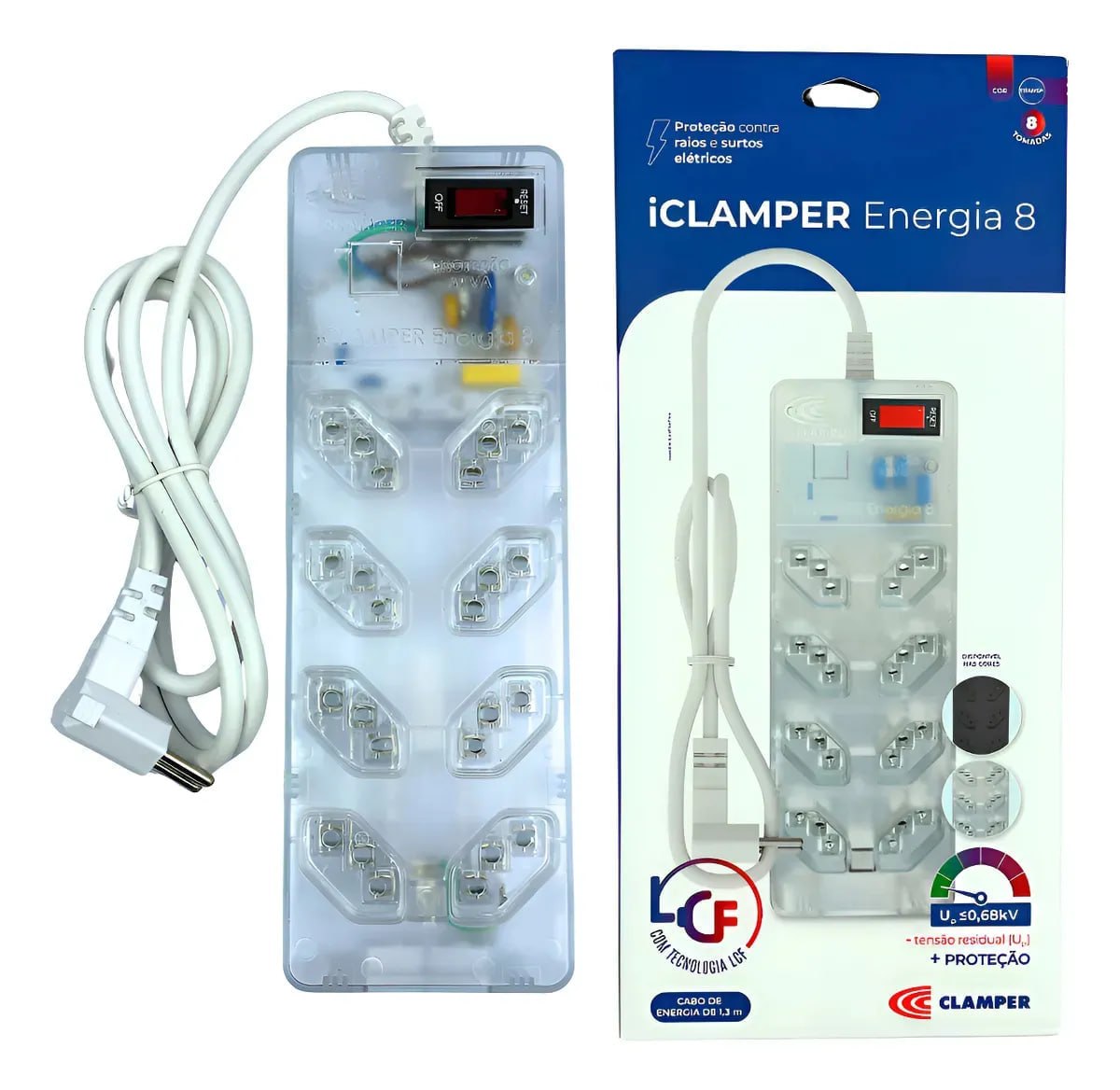 Filtro de Linha Clamper Energia 8 Tomadas Bivolt